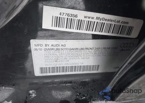 2011 Audi A4 2.0T Premium z USA, uszkodzony, nr VIN WAUSFAFL4BA046519